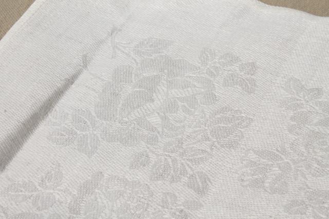 photo of unused old ivory Irish linen damask cloth dinner napkins, vintage fabric napkin set #7