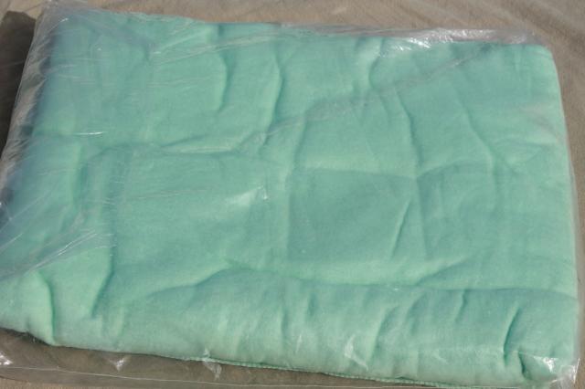 photo of unused vintage 100% cotton sheet blanket, light green mint color, Montgomery Wards Style House label #4