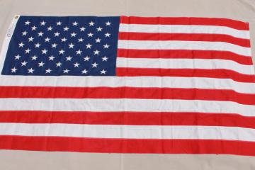 catalog photo of unused vintage American flag, 100% cotton fabric, original Bull Dog Bunting box