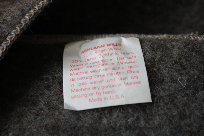 photo of unused vintage Ashland Mills blanket, soft thick wool blend camp blanket American made #2