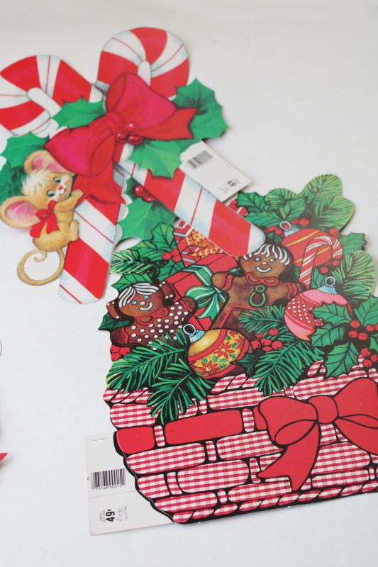 photo of unused vintage Christmas die cut double sided paper decorations, Eureka & Peck #6