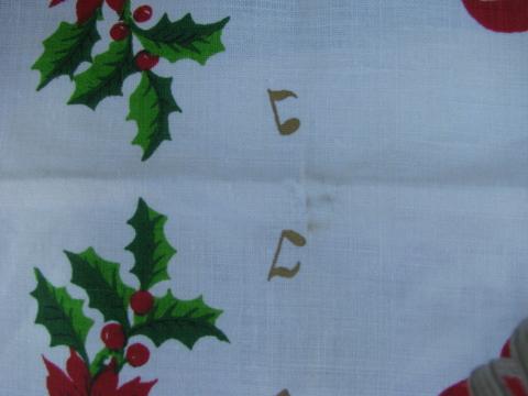 photo of unused vintage Christmas prints pure linen tea towels kitchen towel lot #4