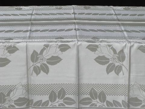 photo of unused vintage Czech damask table linens w/ labels, tablecloth & dinner napkins #2