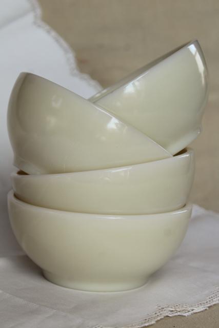 photo of unused vintage Fire King ivory glass bowls, heavy restaurant ware milk glass #2