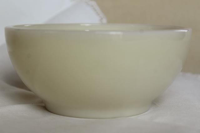 photo of unused vintage Fire King ivory glass bowls, heavy restaurant ware milk glass #3