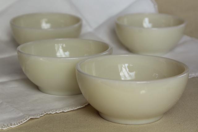 photo of unused vintage Fire King ivory glass bowls, heavy restaurant ware milk glass #4