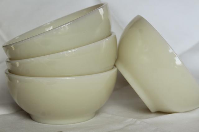 photo of unused vintage Fire King ivory glass bowls, heavy restaurant ware milk glass #5