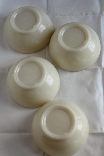 photo of unused vintage Fire King ivory glass bowls, heavy restaurant ware milk glass #7