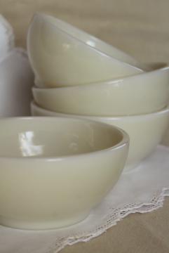 catalog photo of unused vintage Fire King ivory glass bowls, heavy restaurant ware milk glass