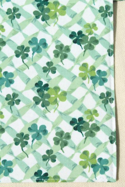 photo of unused vintage Longaberger green shamrock clover print placemats & napkins #3