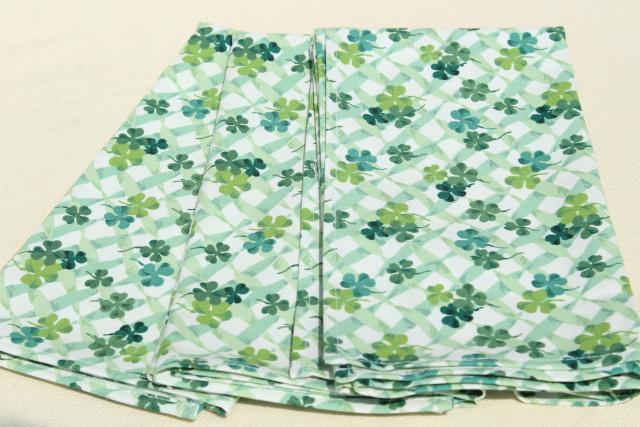 photo of unused vintage Longaberger green shamrock clover print placemats & napkins #7