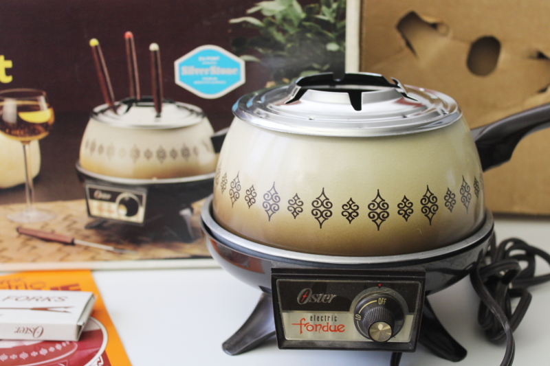 photo of unused vintage Oster electric fondue pot w/ manual, complete set in box #2