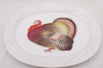 catalog photo of unused vintage Thanksgiving turkey platter, 80s Otagiri Japan ceramic