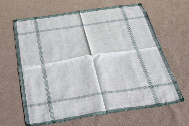 photo of unused vintage colored checked cotton handkerchiefs, men's large square hankerchief lot #3