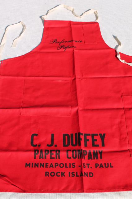 photo of unused vintage cotton carpenters bib work tool apron from C J Duffey Paper Company  #1