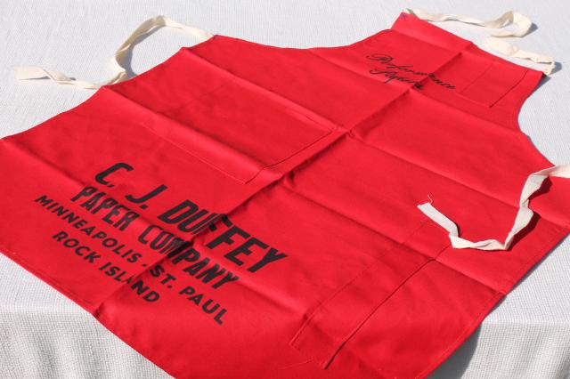 photo of unused vintage cotton carpenters bib work tool apron from C J Duffey Paper Company  #2