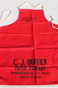 catalog photo of unused vintage cotton carpenters bib work tool apron from C J Duffey Paper Company 