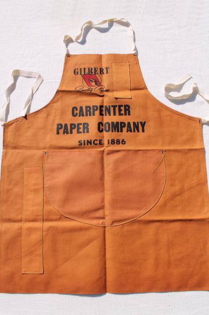 photo of unused vintage cotton carpenters bib work tool apron from Gilbert Paper Company #1