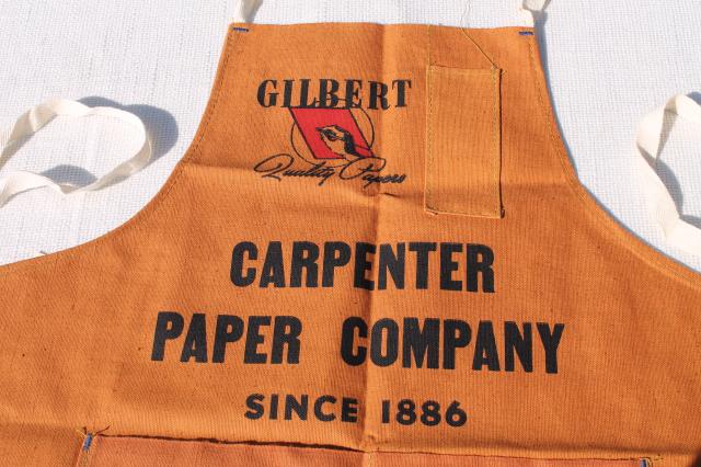 photo of unused vintage cotton carpenters bib work tool apron from Gilbert Paper Company #2