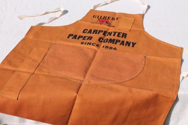 photo of unused vintage cotton carpenters bib work tool apron from Gilbert Paper Company #3