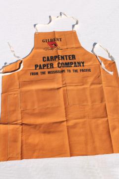 catalog photo of unused vintage cotton carpenters bib work tool apron from Gilbert Paper Company 