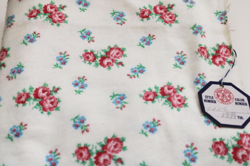 photo of unused vintage cotton flannel fabric w/ White Star Mills hang tag #1