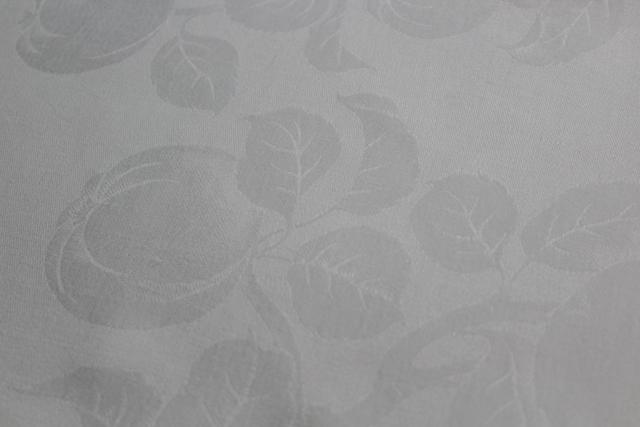 photo of unused vintage damask tablecloth 72 x 86, pure linen woven jacquard peaches pattern #2