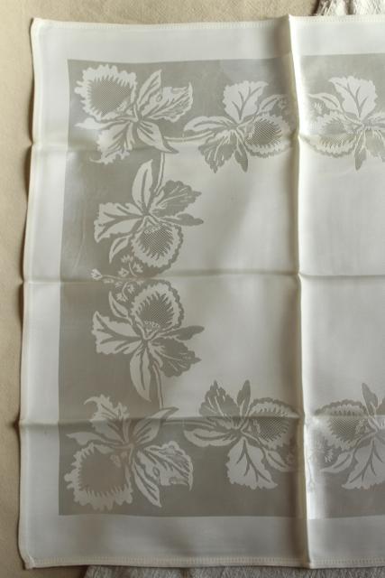 photo of unused vintage damask tablecloth & dinner napkins, silky rayon w/ beautiful sheen #9