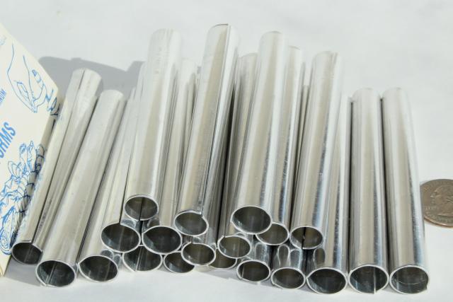 photo of unused vintage metal tube forms for crullers pastries w/ recipes, pastry chef baking #4