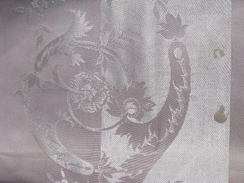 photo of unused vintage pink damask table linens w/ labels, tablecloth & dinner napkins #8