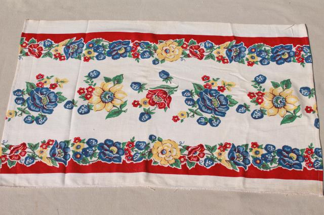 photo of unused vintage print cotton kitchen towels, retro flowers Startex towel fabric #3