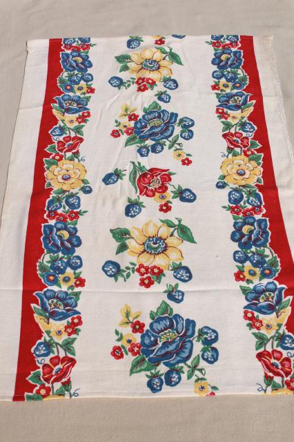 photo of unused vintage print cotton kitchen towels, retro flowers Startex towel fabric #4