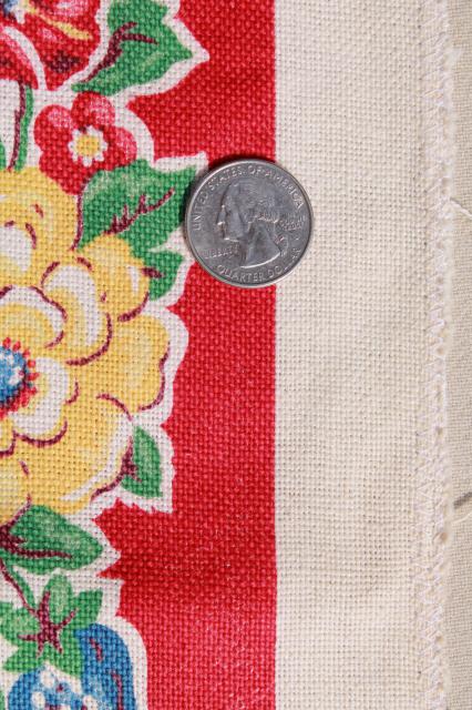 photo of unused vintage print cotton kitchen towels, retro flowers Startex towel fabric #6