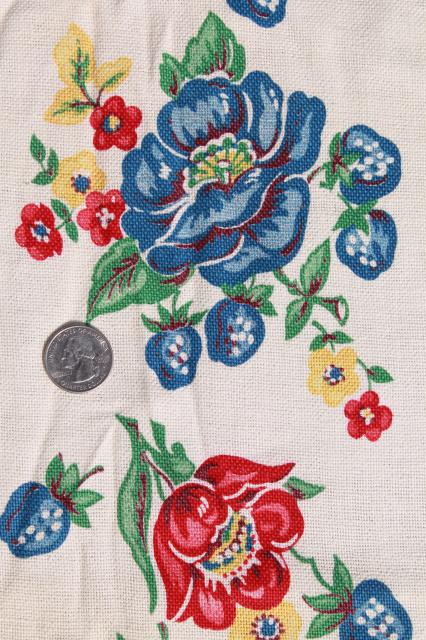 photo of unused vintage print cotton kitchen towels, retro flowers Startex towel fabric #7