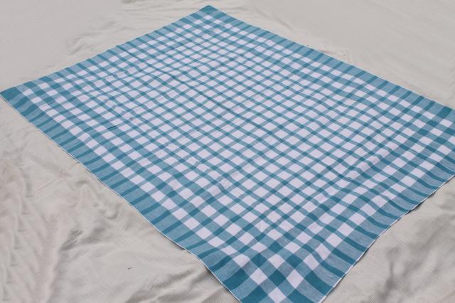 photo of unused vintage pure linen tablecloth for farmhouse harvest table, french blue & white #1