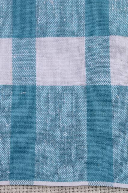 photo of unused vintage pure linen tablecloth for farmhouse harvest table, french blue & white #4