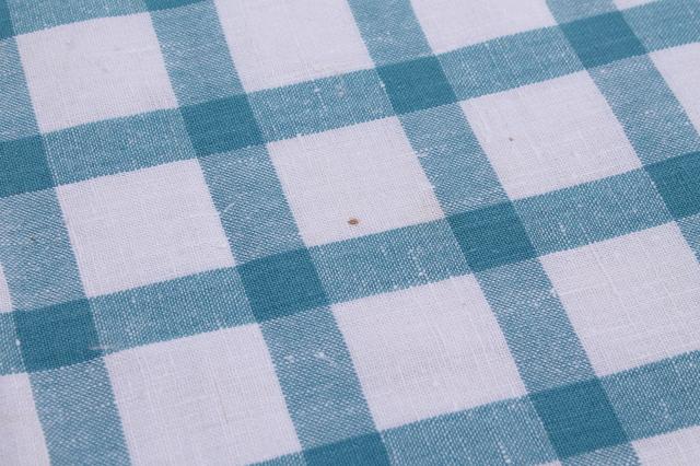 photo of unused vintage pure linen tablecloth for farmhouse harvest table, french blue & white #5