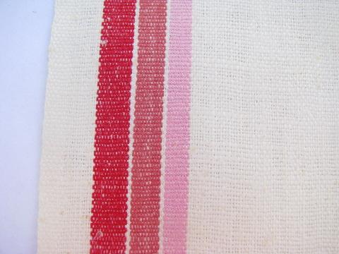 photo of unused vintage striped cotton kitchen towels, red band dishtowels lot #2