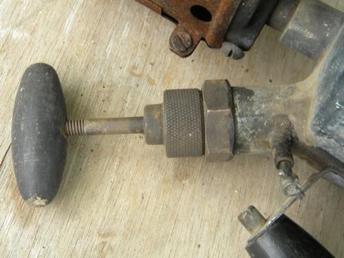 photo of unusual primitive old tool blowtorch with copper or bronze burner #4