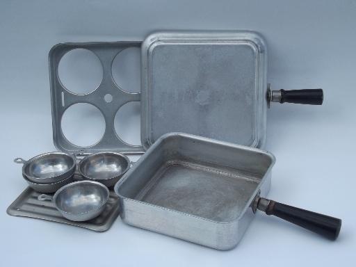 photo of unusual vintage egg poacher, flat top aluminum cooker for campfire? #4