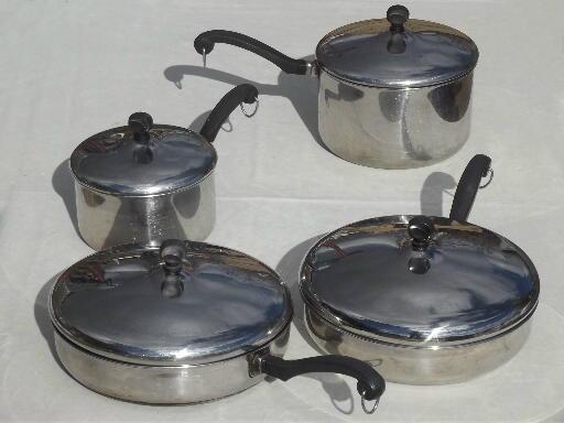 photo of used Farberware aluminum clad stainless cookware, skillet frying pans & pots #1