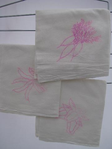 photo of veggies transfer, vintage cotton feedsack kitchen towels to embroider #1