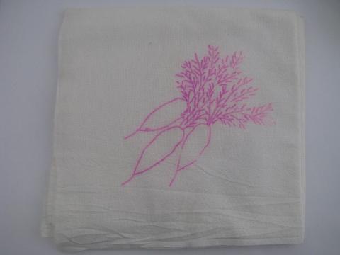 photo of veggies transfer, vintage cotton feedsack kitchen towels to embroider #2