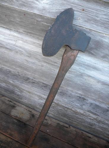 photo of very early, Civil War vintage tool, antique broad axe Hall & Son 1860 #2