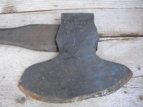 photo of very early, Civil War vintage tool, antique broad axe Hall & Son 1860 #4