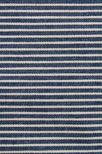 photo of very firm vintage pillow, railroad striped blue & white hickory stripe cotton denim cover #4