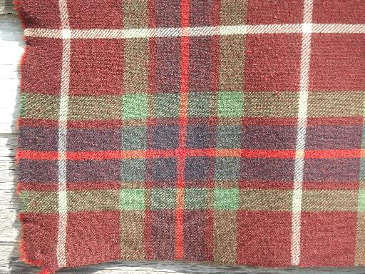 photo of very heavy old plaid wool hunting camp trapper's blankets, 20s vintage #5