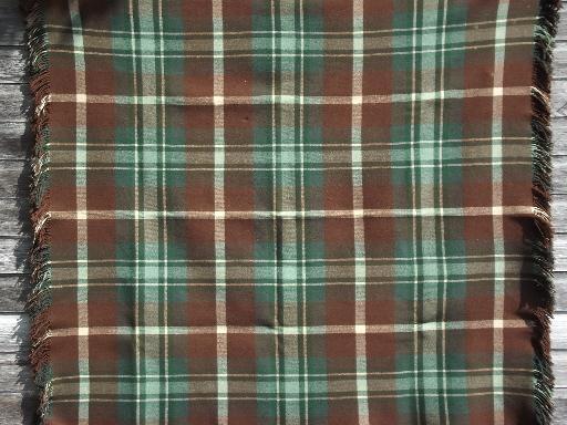 photo of very heavy old plaid wool hunting camp trapper's blankets, 20s vintage #6