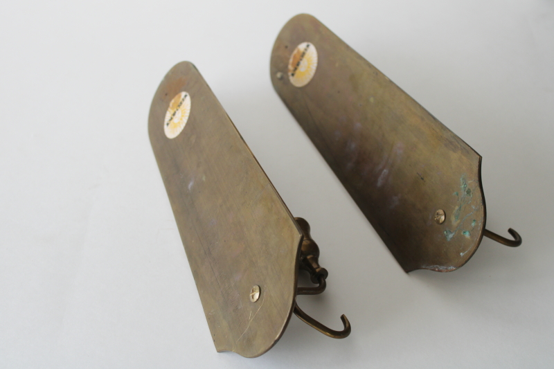 photo of very heavy vintage solid brass wall sconces, 70s mod minimalist art metal candle holders pair  #4