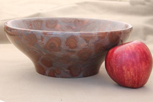 photo of very large carved stone bowl, red jasper picture quartz or marbled onyx? #1